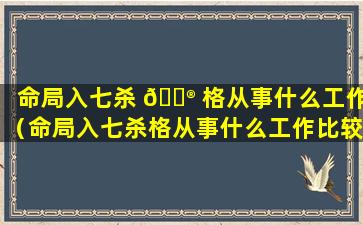 命局入七杀 💮 格从事什么工作（命局入七杀格从事什么工作比较好）